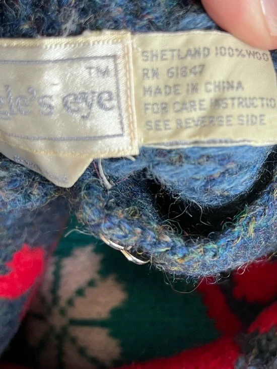 Vintage 80s Eagle eye patchwork wool hand knit cottagecore sweater jumper top - Picture 10 of 10